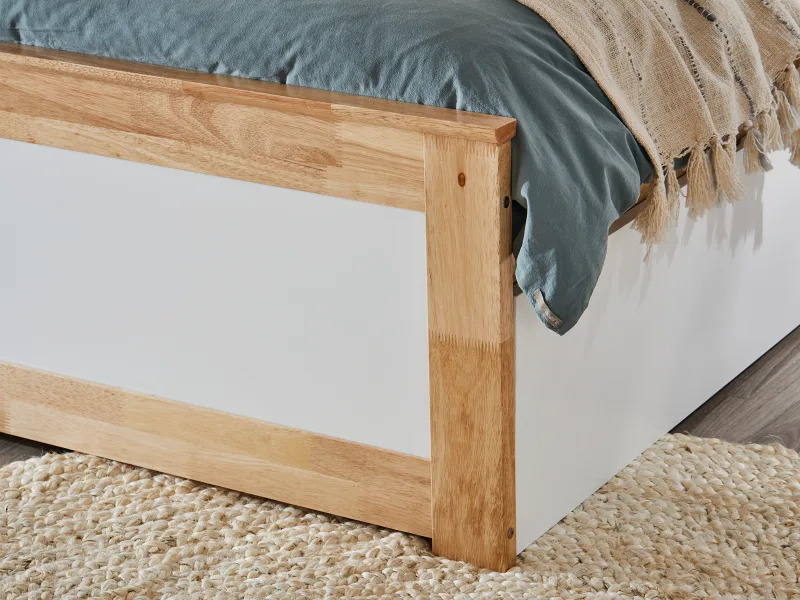 Coco Single Bed with Storage | Natural Hardwood Frame
