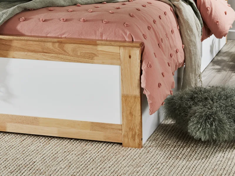 Coco King Single Bed with Storage | Natural Hardwood Frame