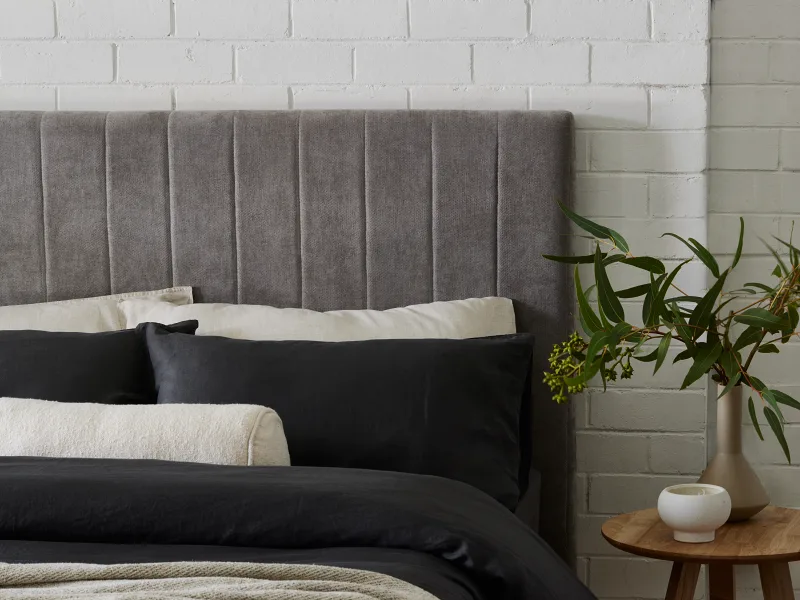Franki 2PCE Double Headboard and Bed Base Bundle | Natural & Grey Fabric