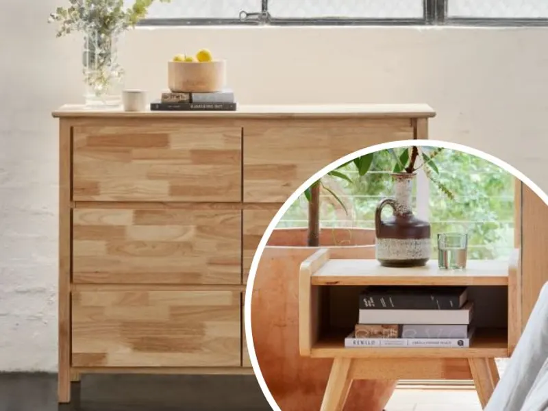 Finn 3PCE Chest of Drawer & Bedside Tables Set | Natural