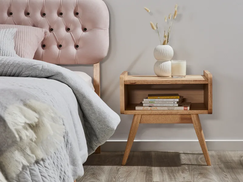 Halo 3PCE Double Bedroom Suite | Natural Hardwood | Pink Fabric