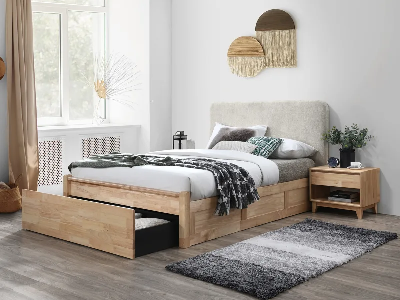 Hideaway 3PCE Queen Bedroom Suite | Natural | Beige Fabric