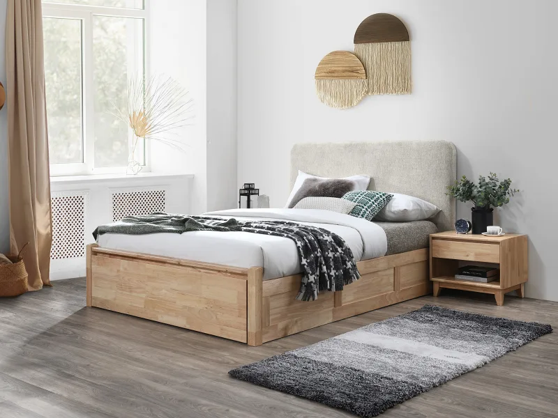 Hideaway 3PCE Queen Bedroom Suite | Natural | Beige Fabric