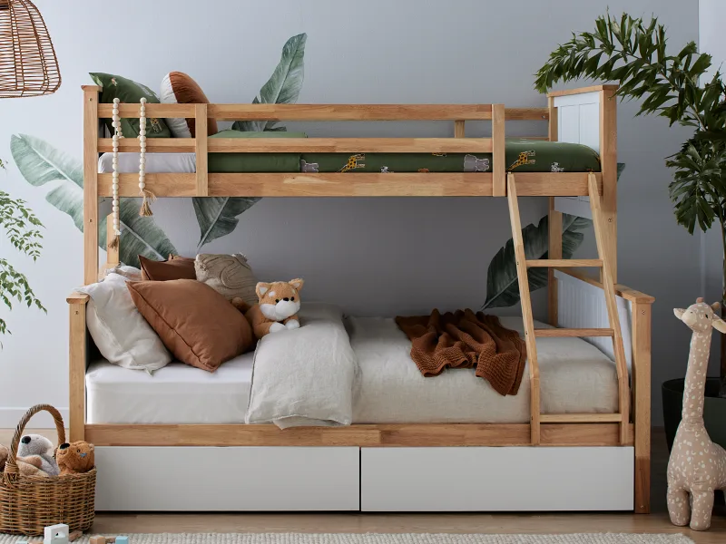 Myer Triple Bunk Bed with Storage | Hardwood Frame