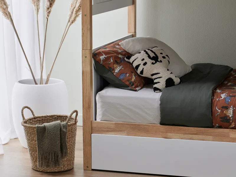 Myer Single Bunk Bed with Storage | Hardwood Frame