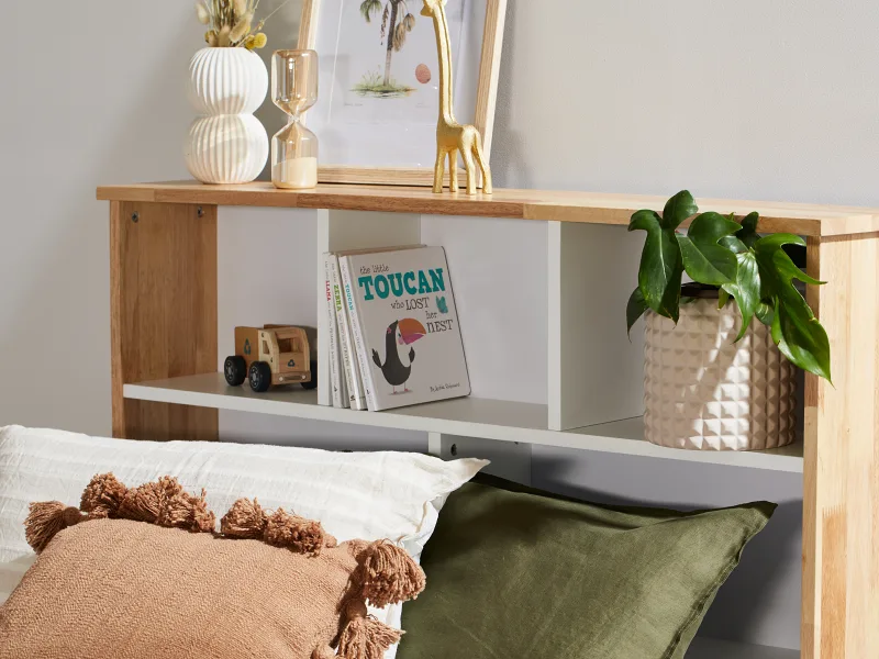 Myer King Single Bed with Storage | Natural Hardwood Frame