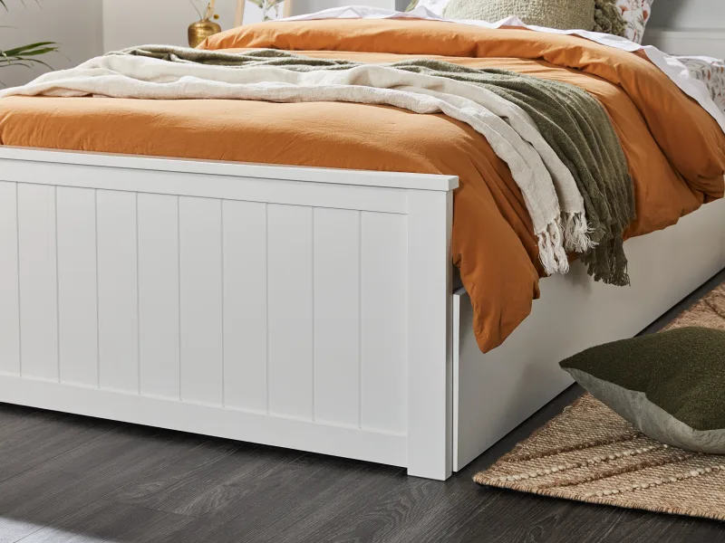 Myer White King Single Bed with Trundle | Hardwood Frame
