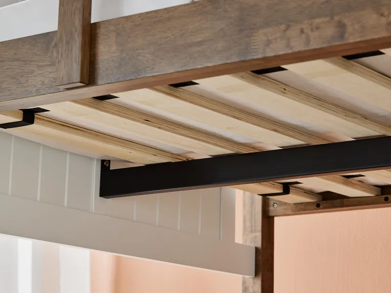 Myer King Single Bunk Bed with Trundle | Rustic Walnut Hardwood Frame