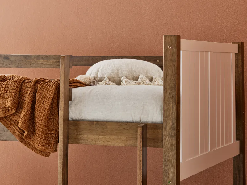 Myer King Single Bunk Bed with Trundle | Rustic Walnut Hardwood Frame
