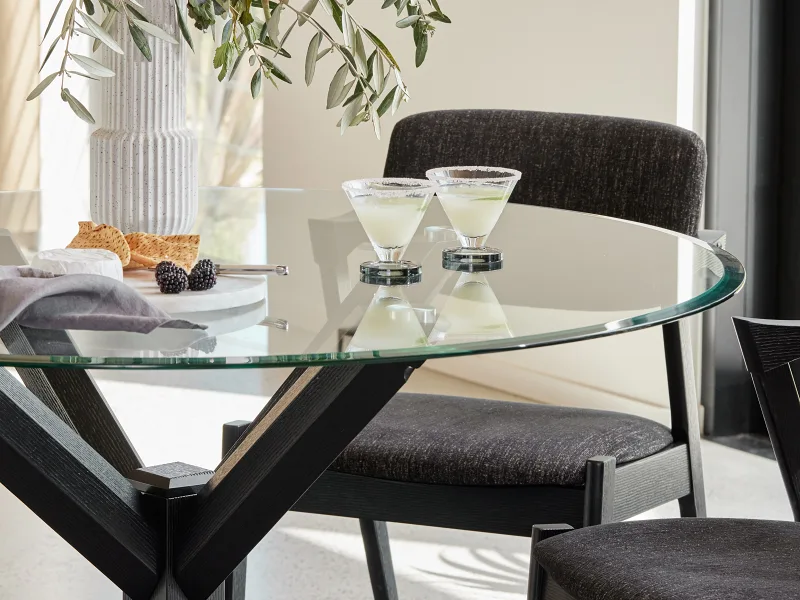 Bella 5PCE Round Glass Dining Set | Black