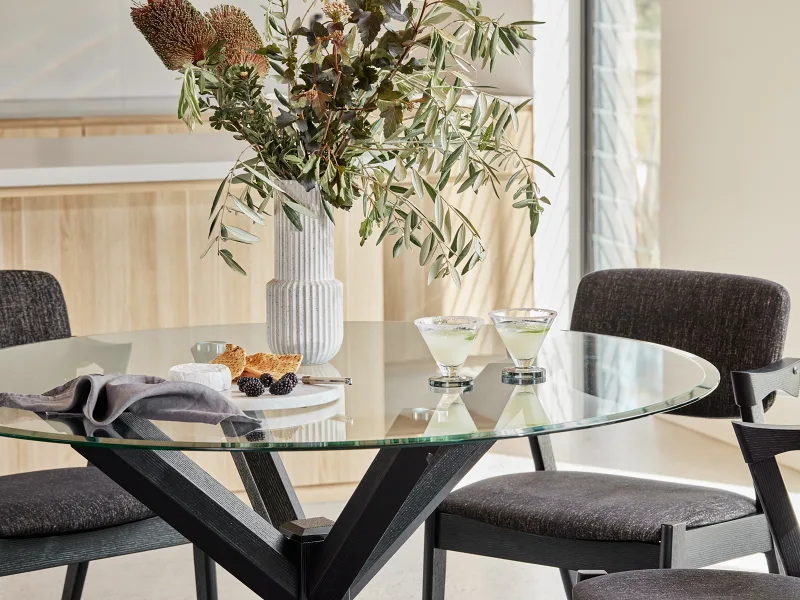 Bella 5PCE Round Glass Dining Set | Black