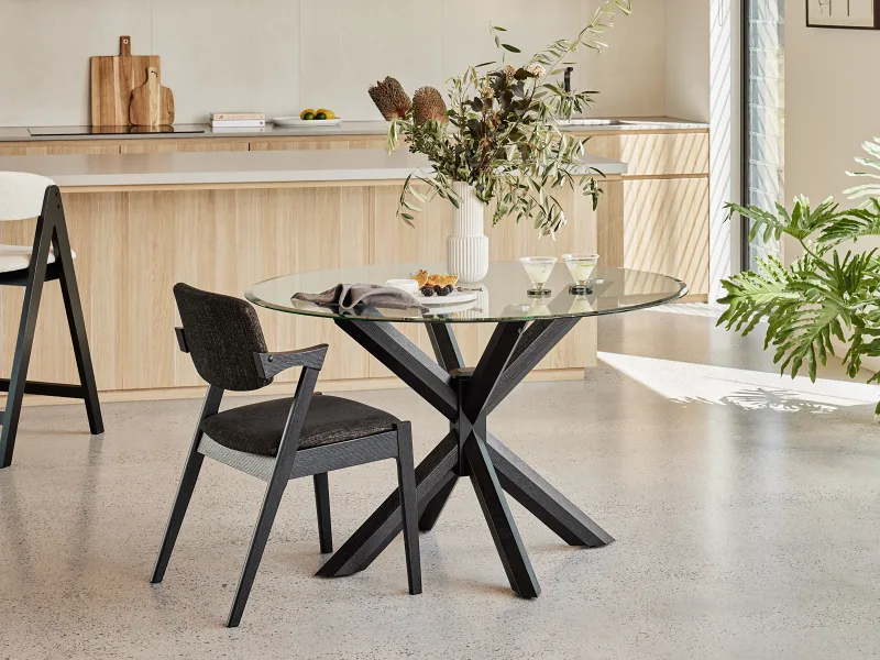 Bella 5PCE Round Glass Dining Set | Black