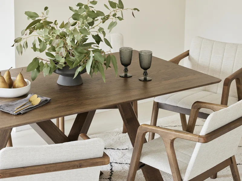 Cruz 7PCE Hardwood Dining Set | Rustic Walnut | Beige