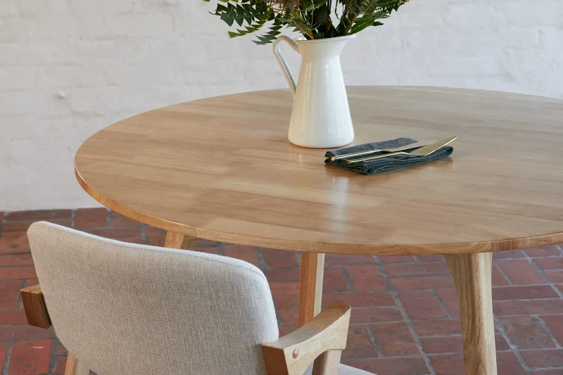 Franki 5PCE Natural Hardwood Dining Set | Beige Fabric
