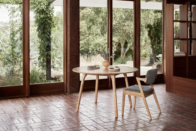 Franki 5PCE Natural Hardwood Dining Set | Black Fabric