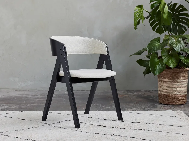 Gaudo 9PCE Hardwood Dining Set | Black | Beige Fabric
