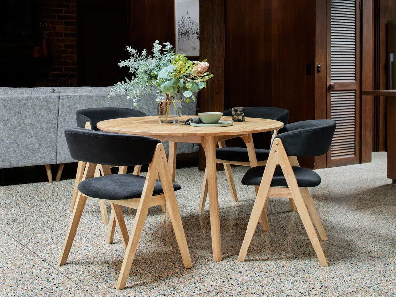 Oslo 5PCE Hardwood Dining Set | Natural | Black