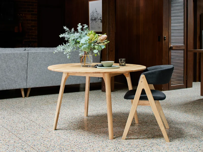 Oslo 5PCE Hardwood Dining Set | Natural | Black