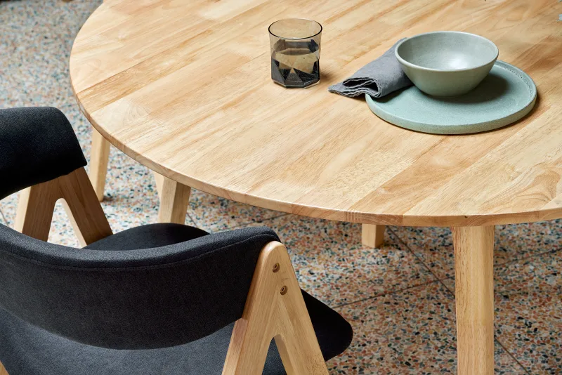 Oslo 5PCE Hardwood Dining Set | Natural | Black