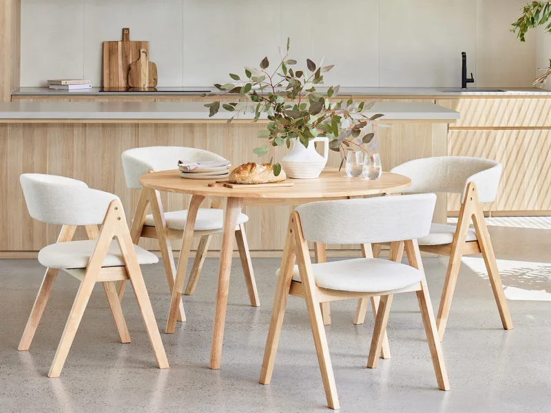 Oslo 5PCE Hardwood Dining Set | Natural | Beige