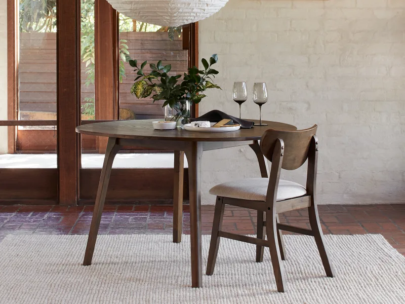 Soho 5PCE Hardwood Dining Set | Rustic Walnut | Beige