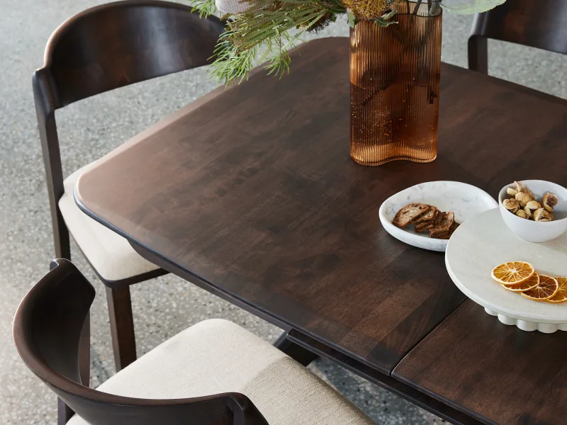 Villa 7PCE Hardwood Extendable Dining Set | Arabica Walnut | Beige Fabric