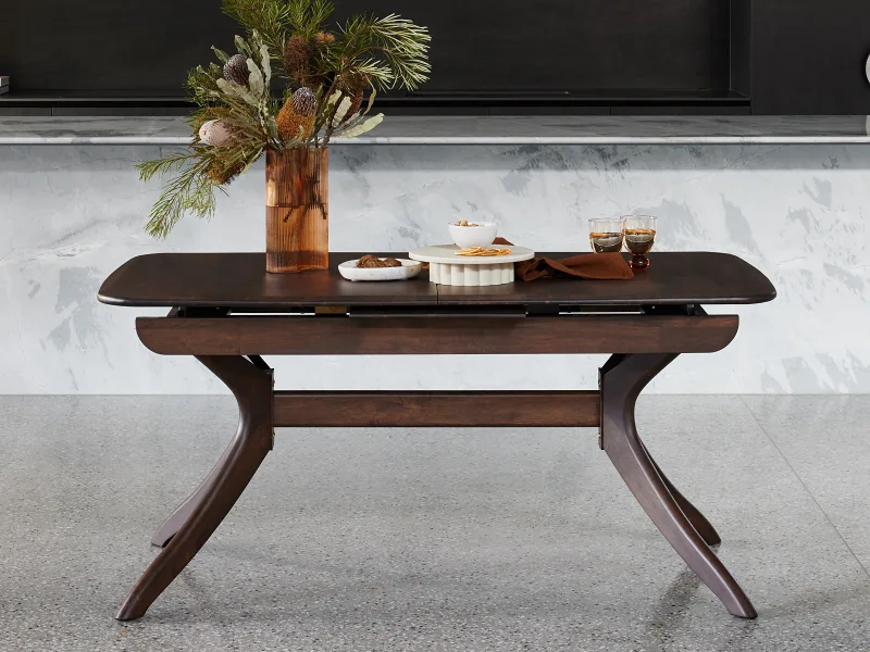 Villa 7PCE Hardwood Extendable Dining Set | Arabica Walnut | Beige Fabric