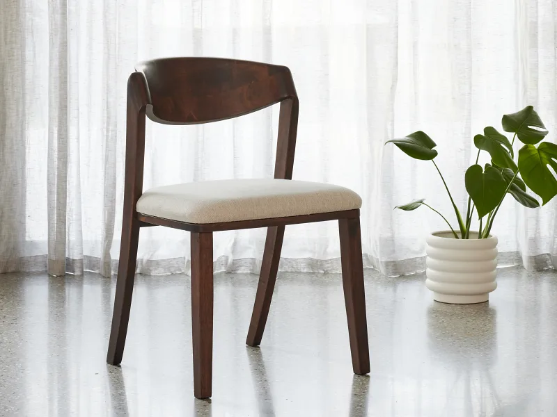Villa 7PCE Hardwood Extendable Dining Set | Arabica Walnut | Beige Fabric
