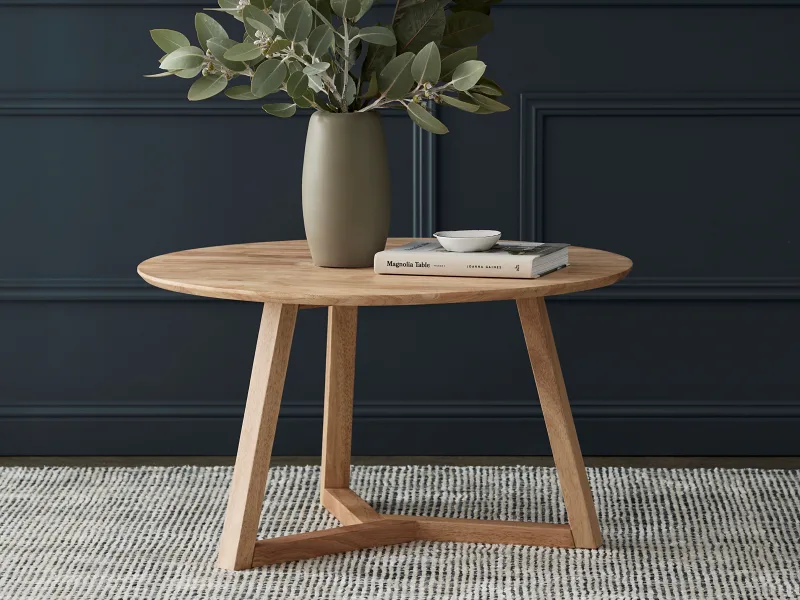 Franki 2PCE Round Hardwood Coffee & Side Table Set | Natural