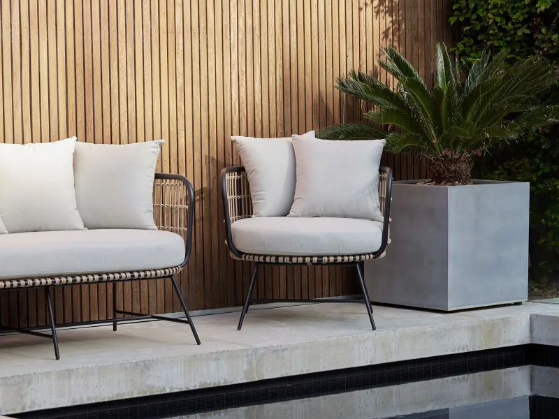 Arden 3PCE Bamboo Wicker Outdoor Lounge Set