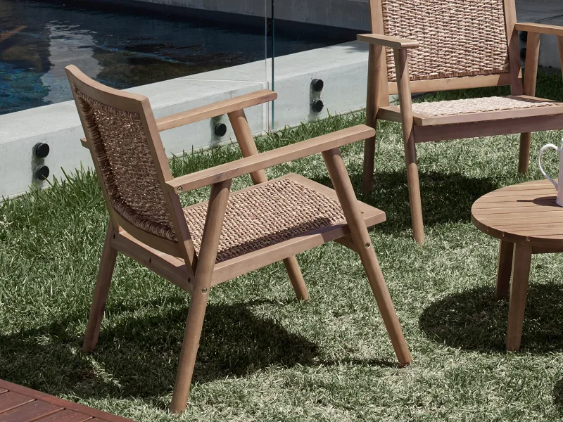 Manado 3PCE Acacia & Wicker Outdoor Lounge Set