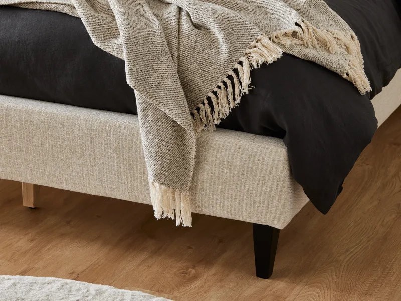 Cannes Double Upholstered Bed Base | Beige Fabric