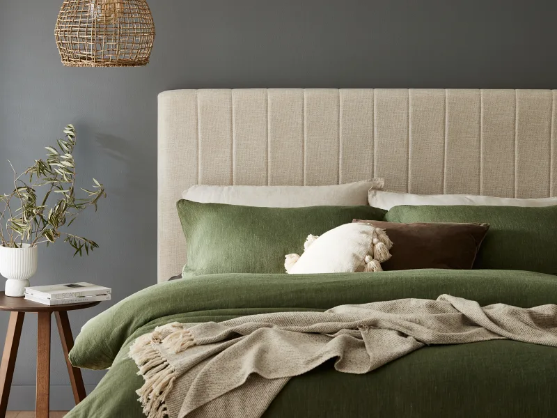Cannes Double Upholstered Headboard | Beige Fabric