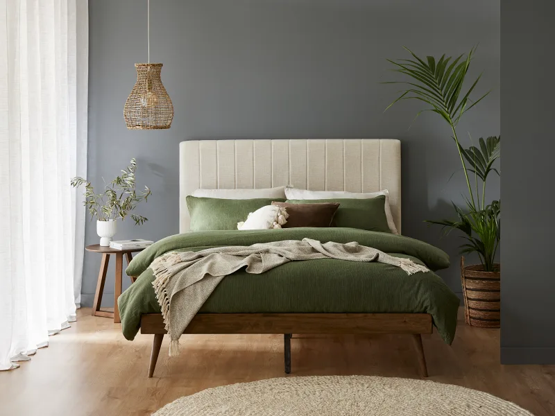 Cannes Double Upholstered Headboard | Beige Fabric