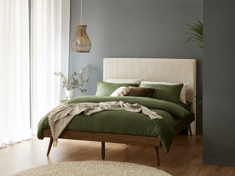 Cannes Double Upholstered Headboard | Beige Fabric