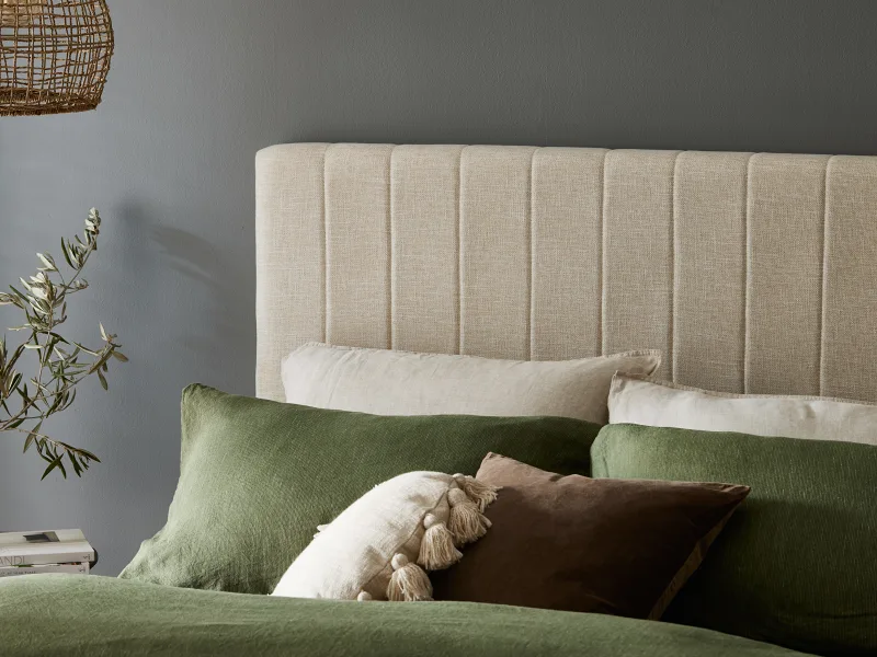 Cannes Double Upholstered Headboard | Beige Fabric