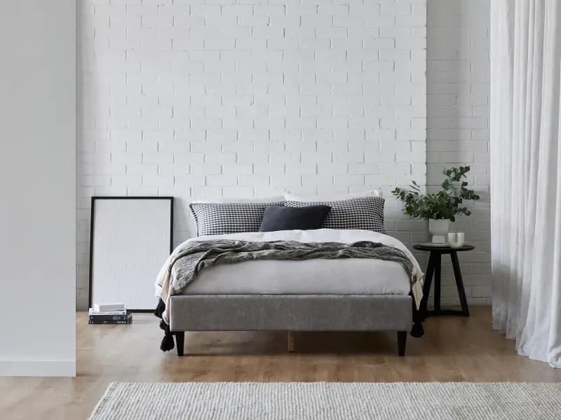 Cannes Queen Upholstered Bed Base | Grey Fabric