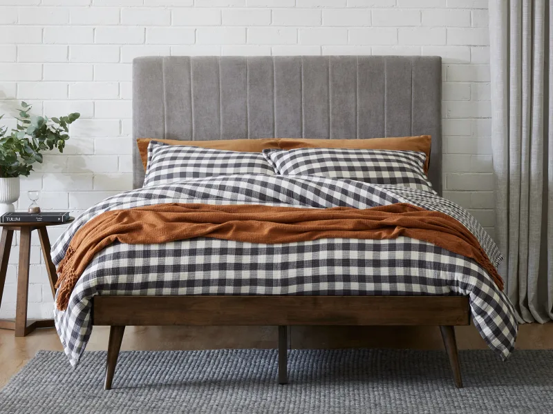 Cannes Queen Upholstered Headboard | Grey Fabric