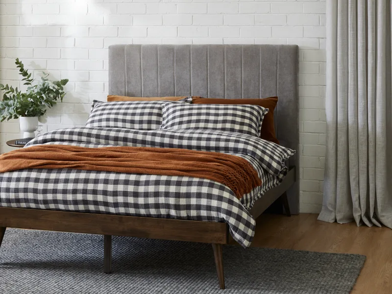 Cannes Queen Upholstered Headboard | Grey Fabric