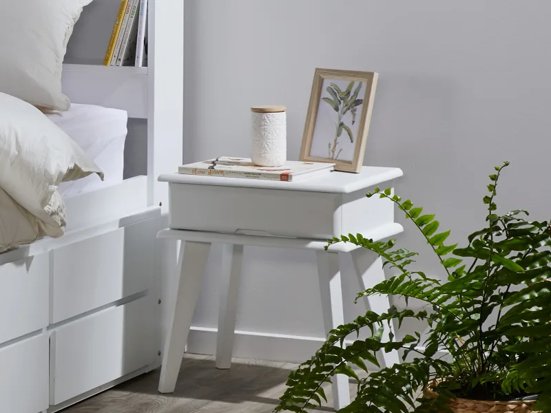 Ari White Hardwood Bedside Table 
