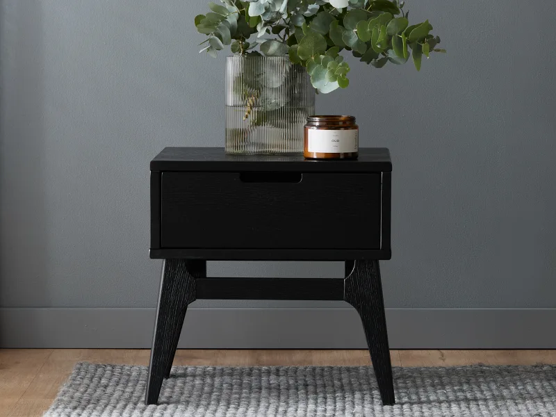 Paris Black Hardwood Bedside Table | Nightstand