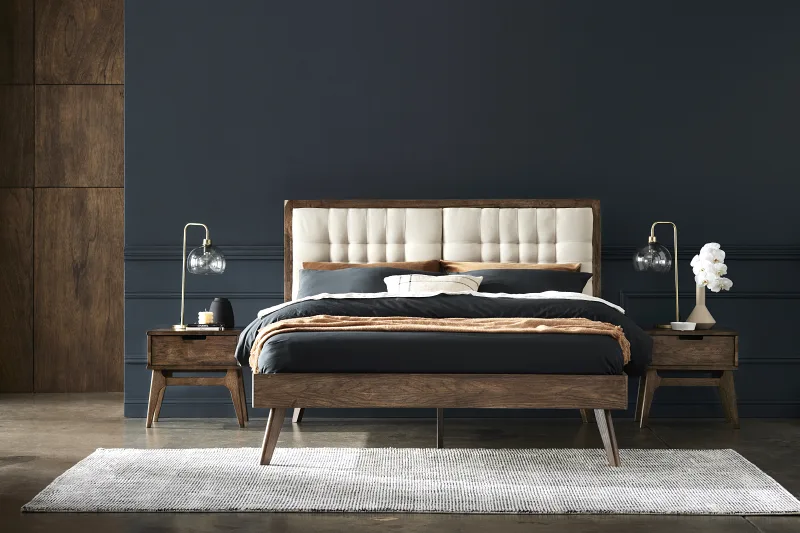 Paris Hardwood Queen Size Bed Frame | Rustic Walnut