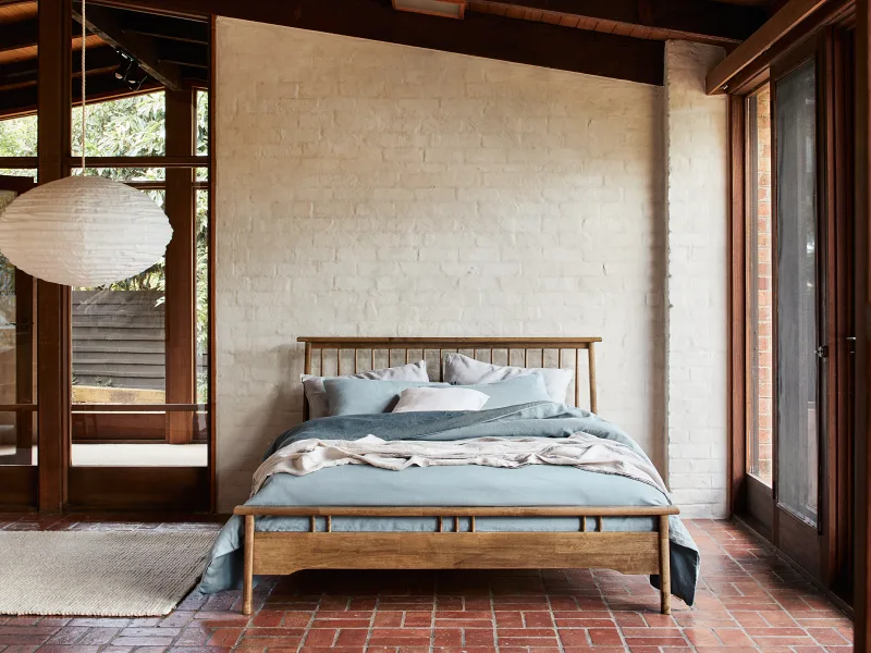 Rome Hardwood Queen Size Bed Frame | Rustic Walnut