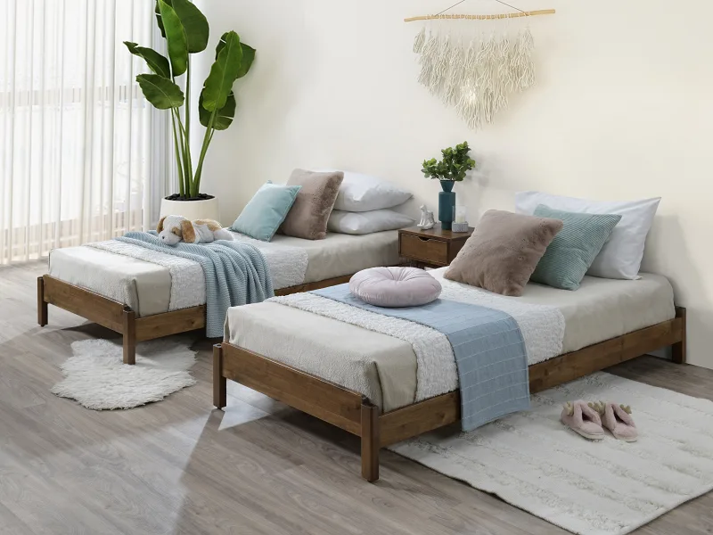 Stax King Single Hardwood Stackable Bed | 2-in-1 | Rustic Walnut