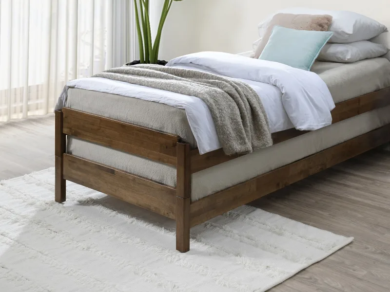 Stax King Single Hardwood Stackable Bed | 2-in-1 | Rustic Walnut