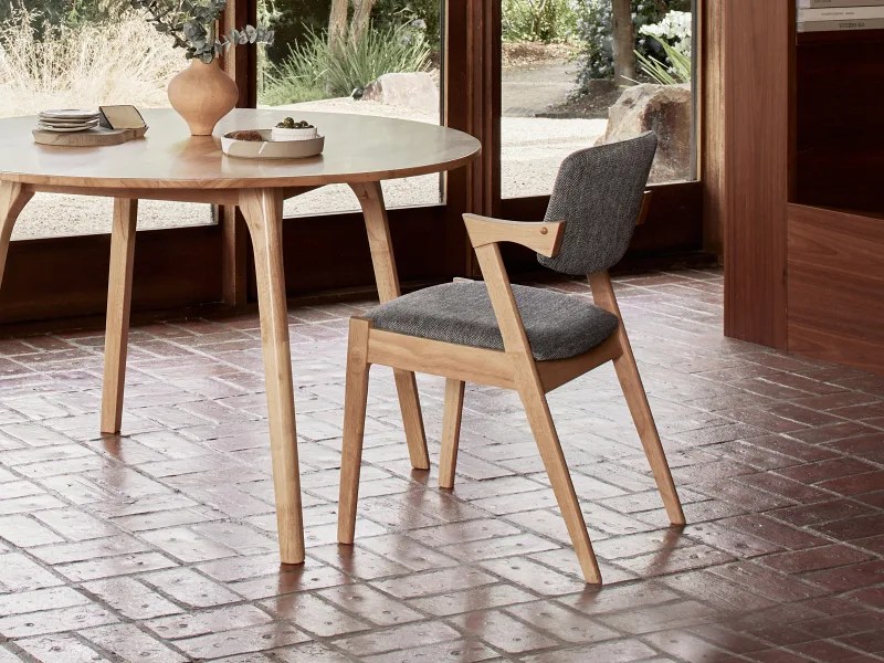 Bella Hardwood Dining Chair | Natural | Charcoal Fabric