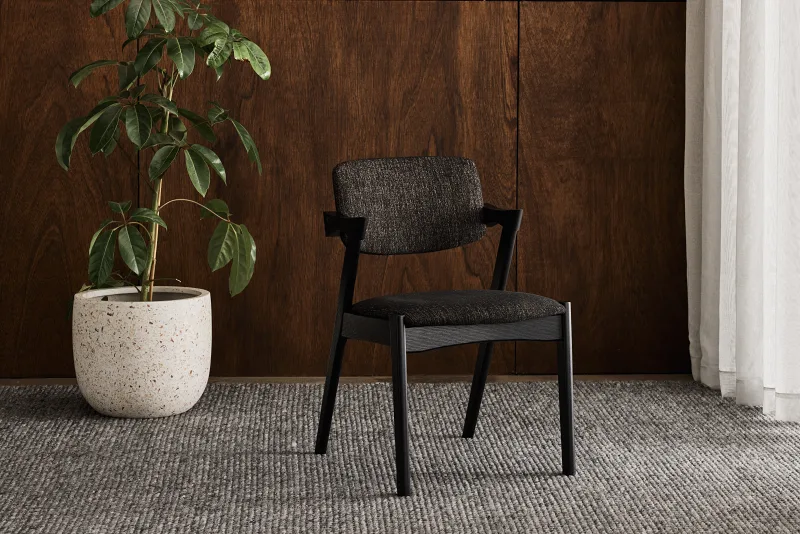 Bella Hardwood Dining Chair | Black | Black Fabric