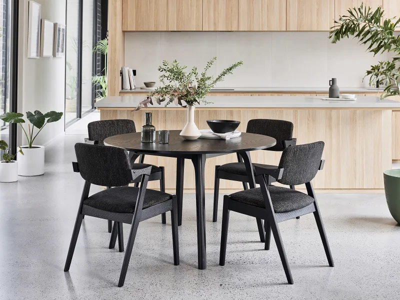 Bella Hardwood Dining Chair | Black | Black Fabric