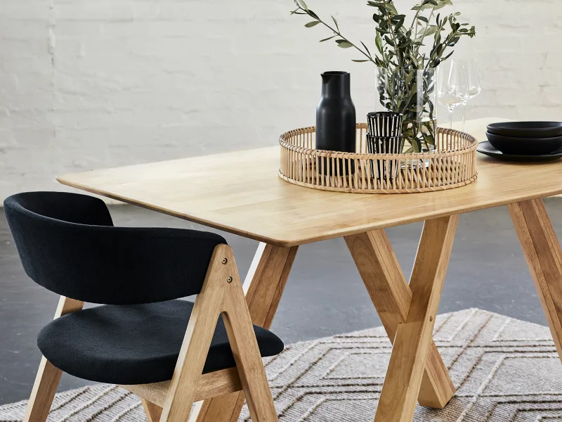 Gaudi Hardwood Dining Chair | Natural | Black Fabric