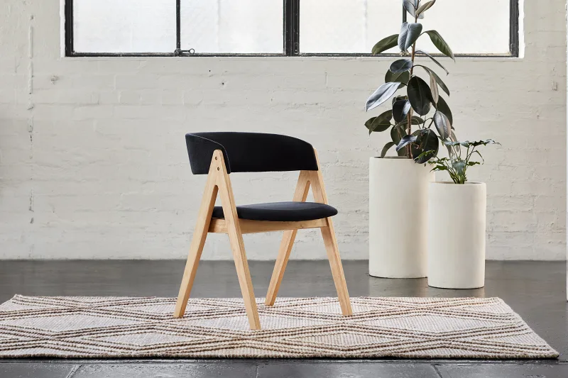 Gaudi Hardwood Dining Chair | Natural | Black Fabric